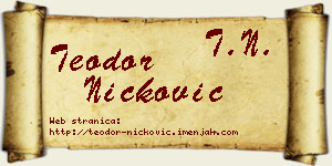 Teodor Ničković vizit kartica